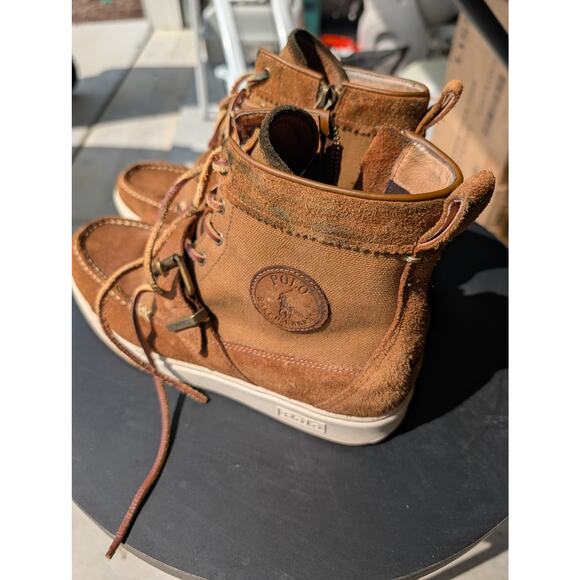 Polo Ralph Lauren Snkr Ranger Boots Suede Canvas Side Zip Buckle Men\'s Size 11 main image 4